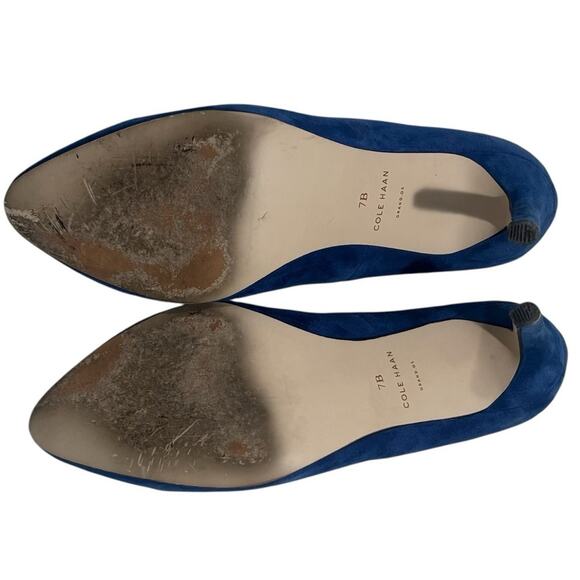Cole Haan Grand Os Blue Suede Heel Women's Pumps Size 7 - Picture 8 of 9